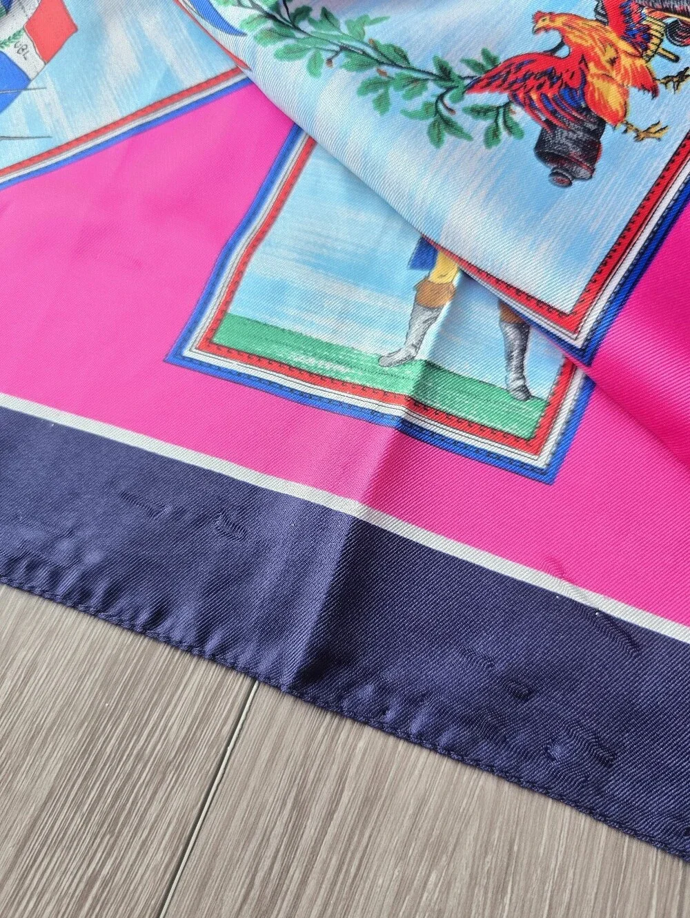Vintage French Revolution Scarf Pink Bastille Liberty Bicentennial 1789 Square